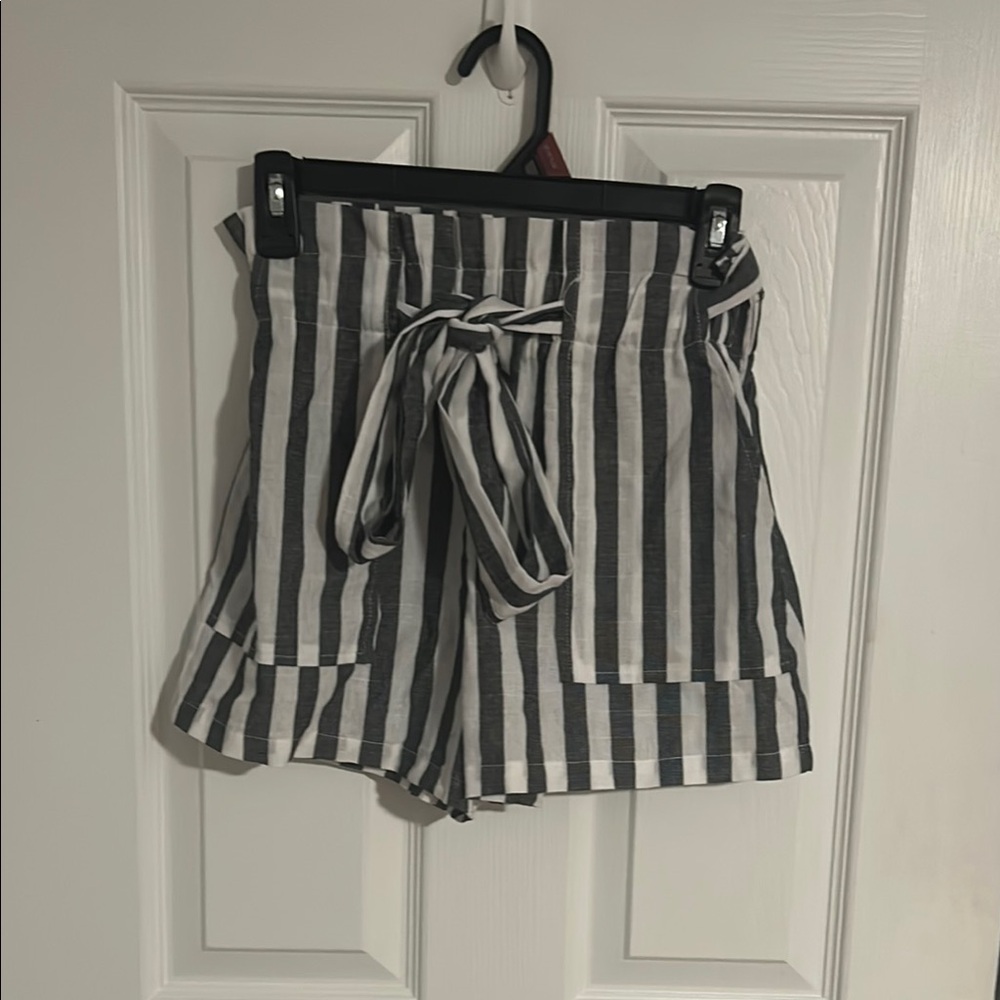 Striped Black and White Women's Shorts